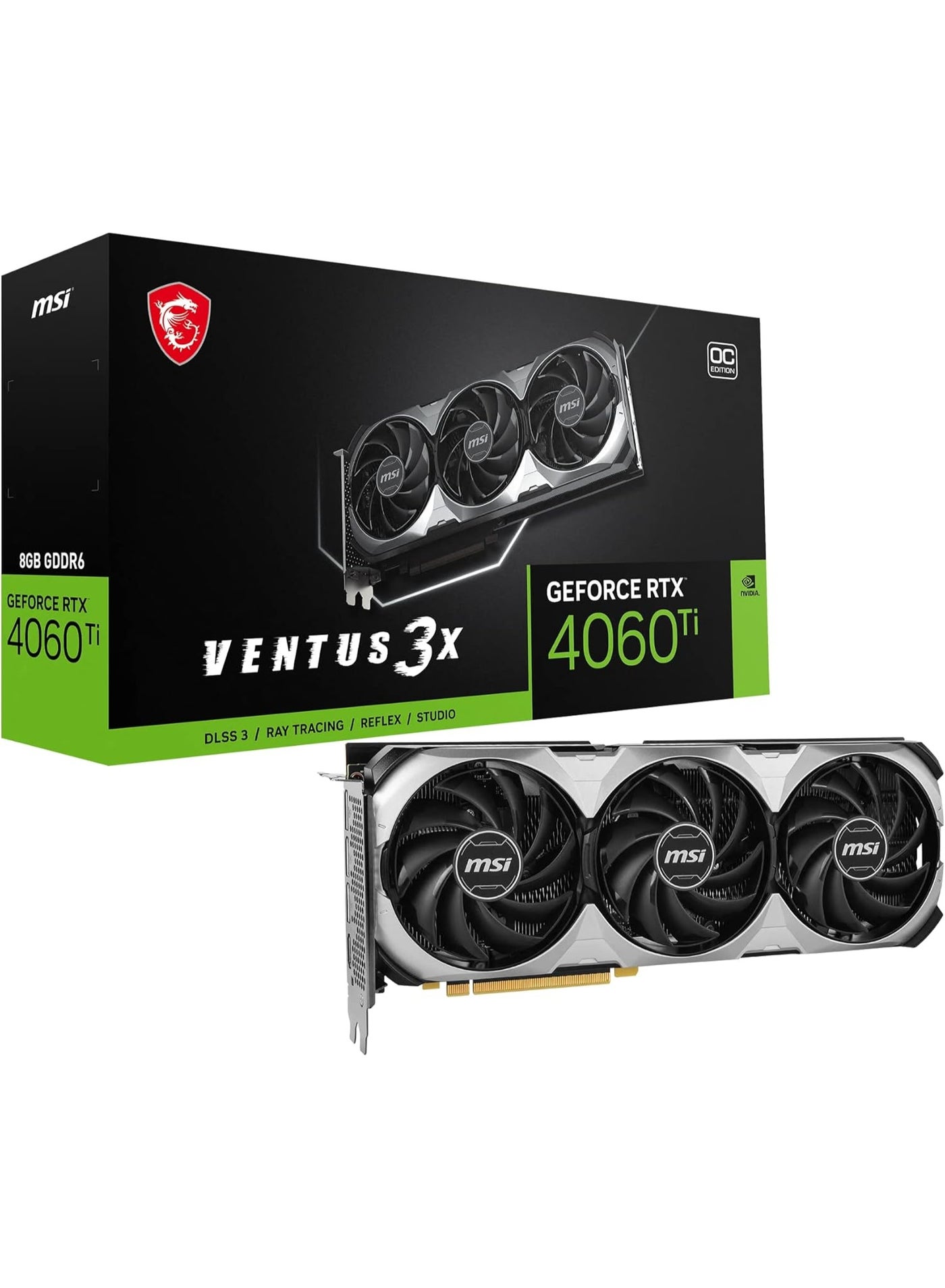 Gaming GeForce RTX 4060 Ti 8GB GDRR6 Extreme Clock: 2580 MHz 128-Bit HDMI/DP Nvlink TORX Fan 4.0 Ada Lovelace Architecture Graphics Card (RTX 4060 Ti Ventus 3X 8G OC)